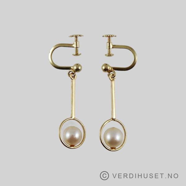 Hovedbilde Ørepynt i 14 K gull med perle