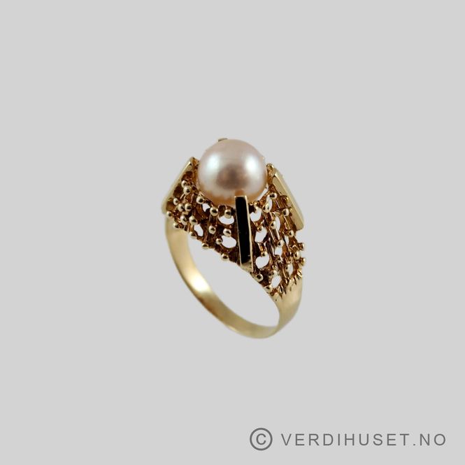 Hovedbilde Ring i 14 K gull med perle