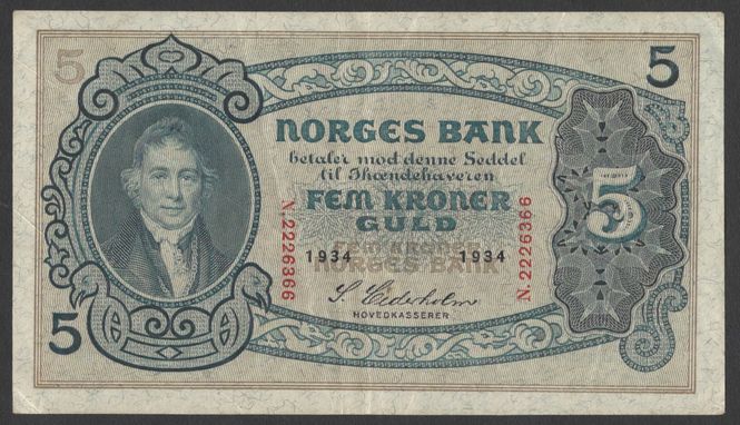 Hovedbilde 5 kr 1934 N Kv g1+ (N.2226366)