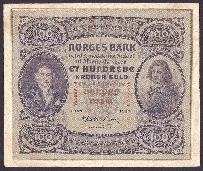 Hovedbilde 100 kr 1939 B kv 1+ (B.3655336)