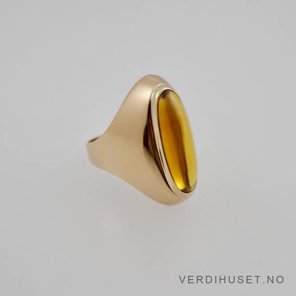 Hovedbilde Ring i 14 K gull med gul sten