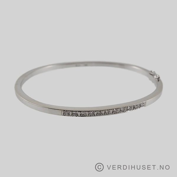Bilde av Armring i 18 K hvitt gull med blanke stener