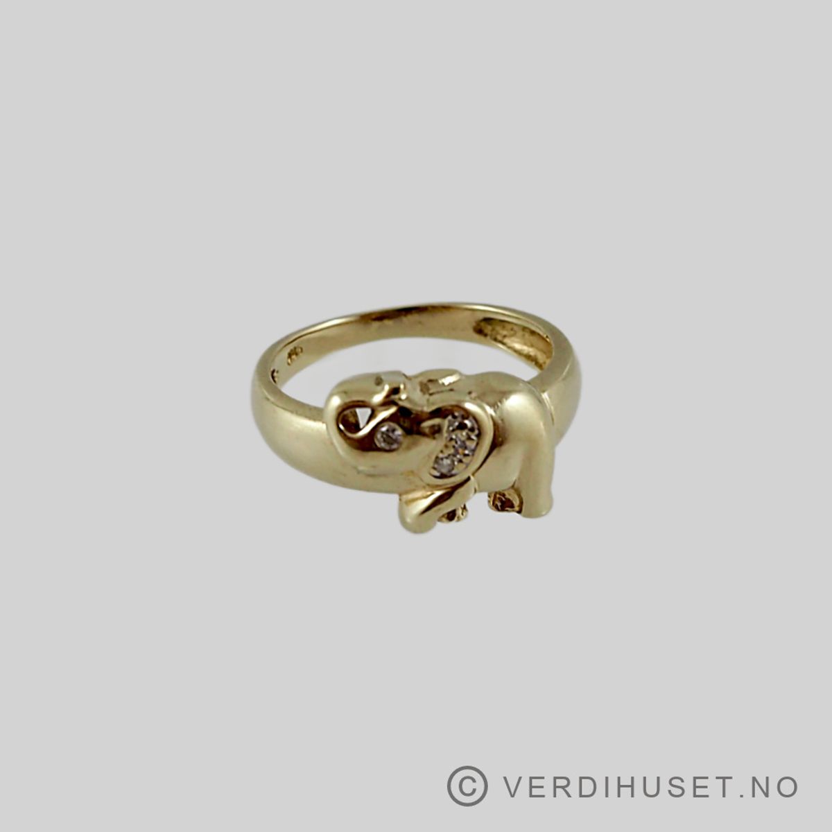 Ring i 14 K gull med blanke stener - 