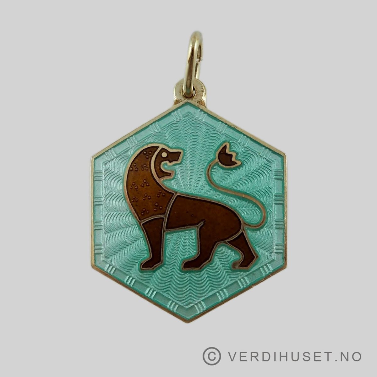 Anheng i forgylt sølv med emalje, Stjernetegn Løven - D-A