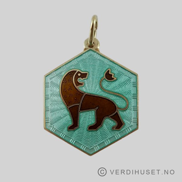 Hovedbilde Anheng i forgylt sølv med emalje, Stjernetegn ...