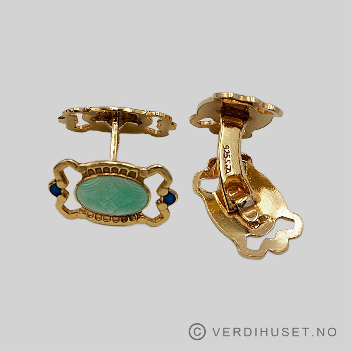 Mansjettknapper i forgylt sølv med emalje