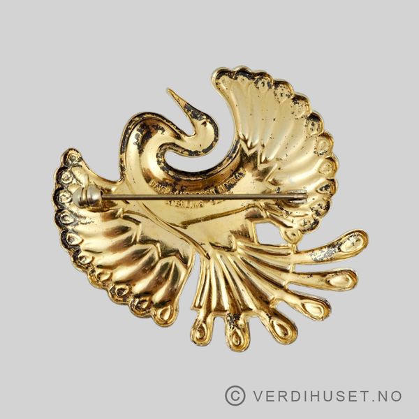 Hovedbilde Brosje/Påfugl i forgylt sølv med blå emalje - D-A