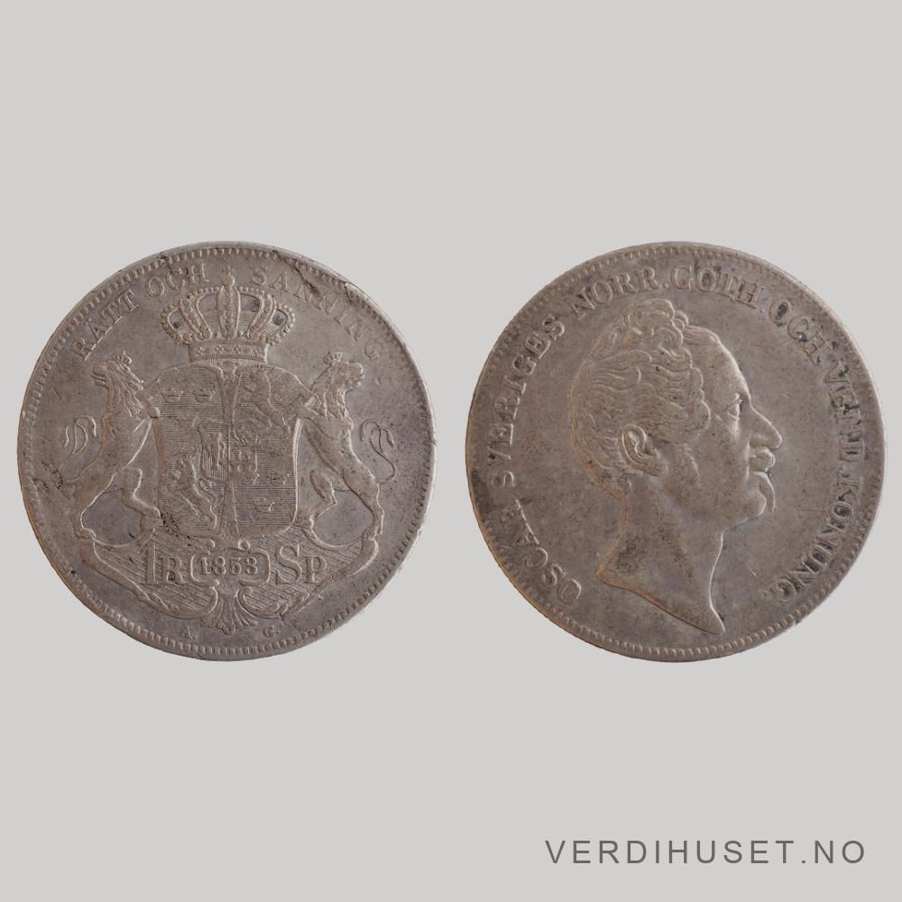 1 Riksdaler 1853 Kv 01