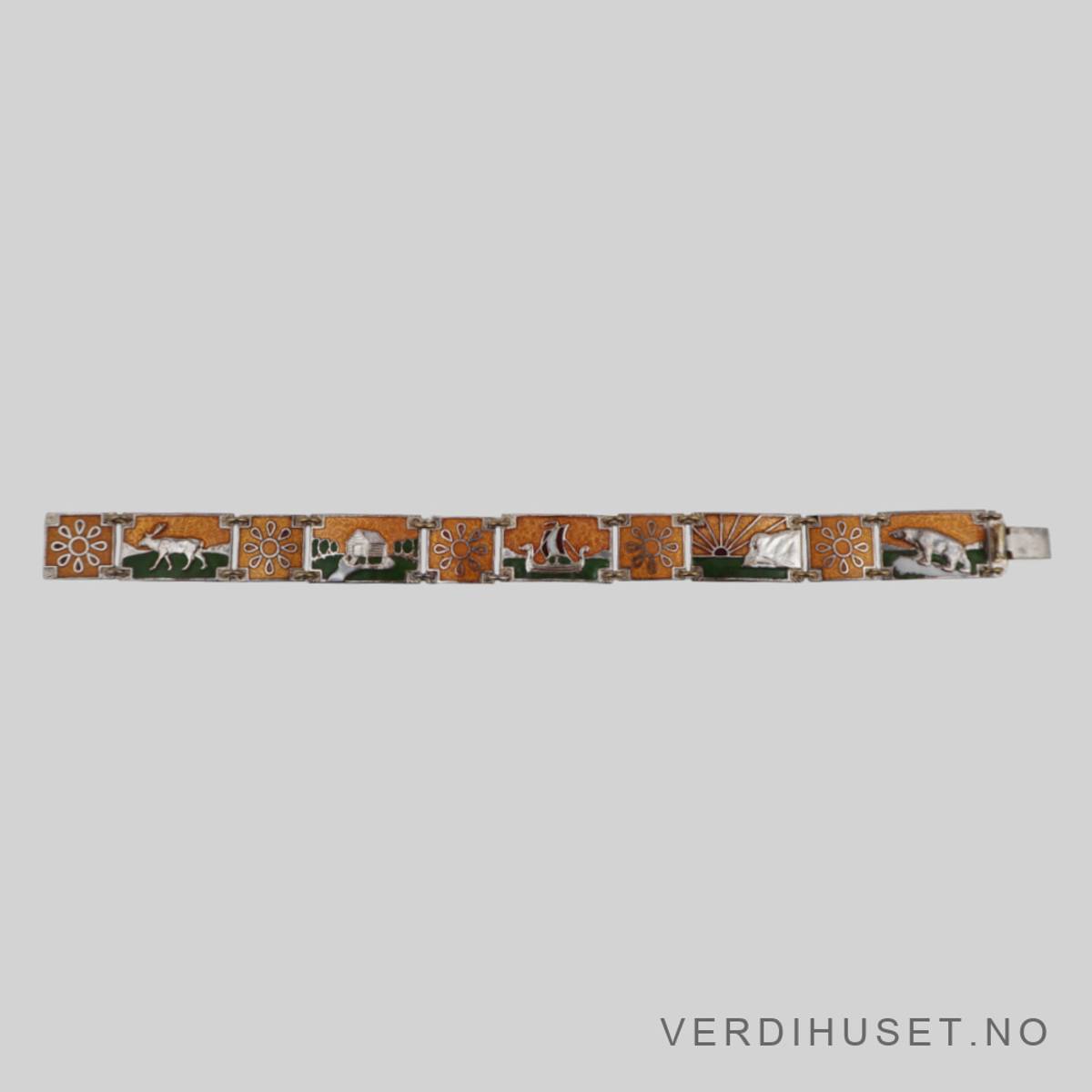 Armbånd i forgylt kobber med emalje