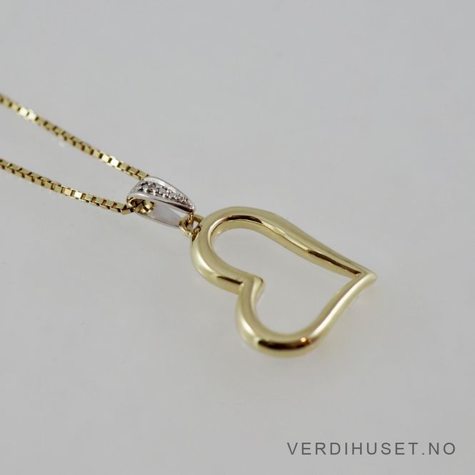 Hovedbilde Anheng/Hjerte i 14 K gull