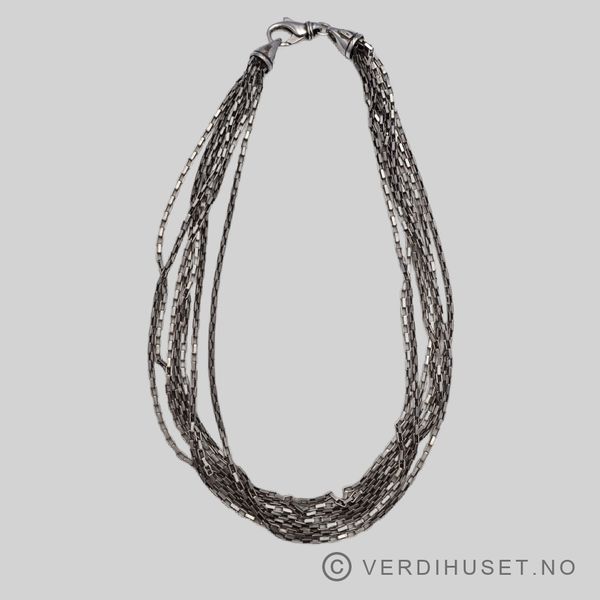 Hovedbilde 7-raders halssmykke i oksidert sølv