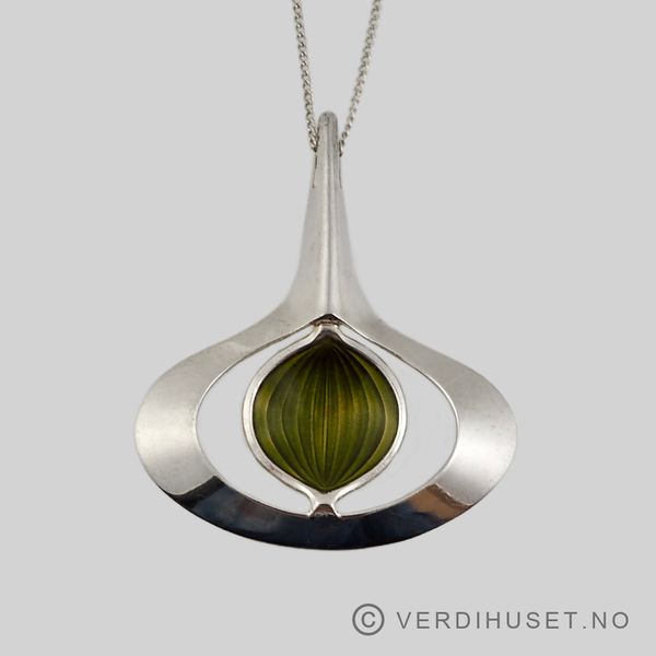 Hovedbilde Anheng i sølv med grønn emalje - Aksel Holmsen