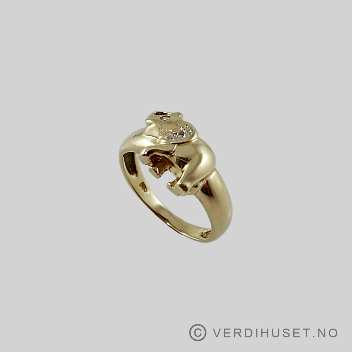 Ring i 14 K gull med blanke stener - 