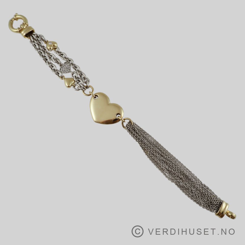 Armbånd i 14 K hvitt og gult gull