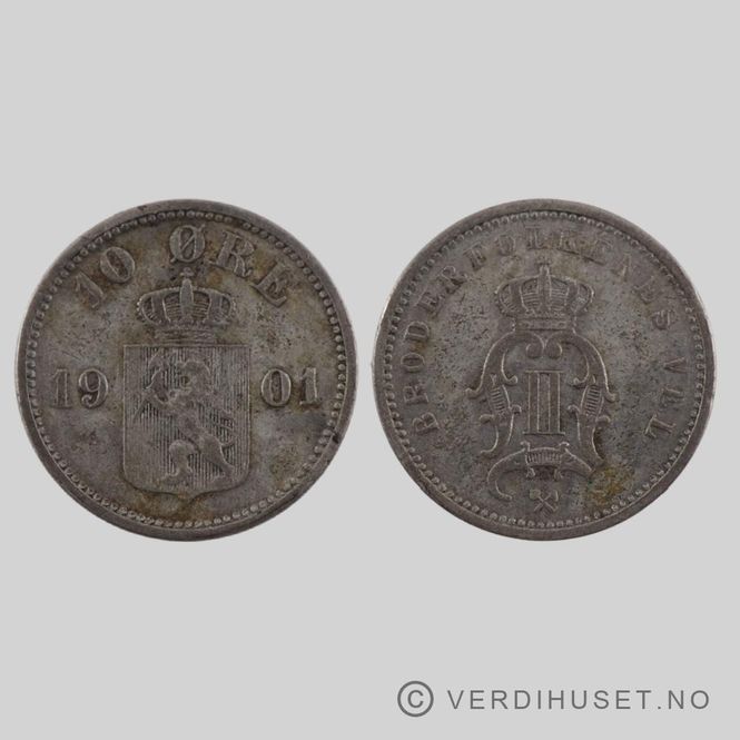 Hovedbilde 10 øre 1901 Kv 1+