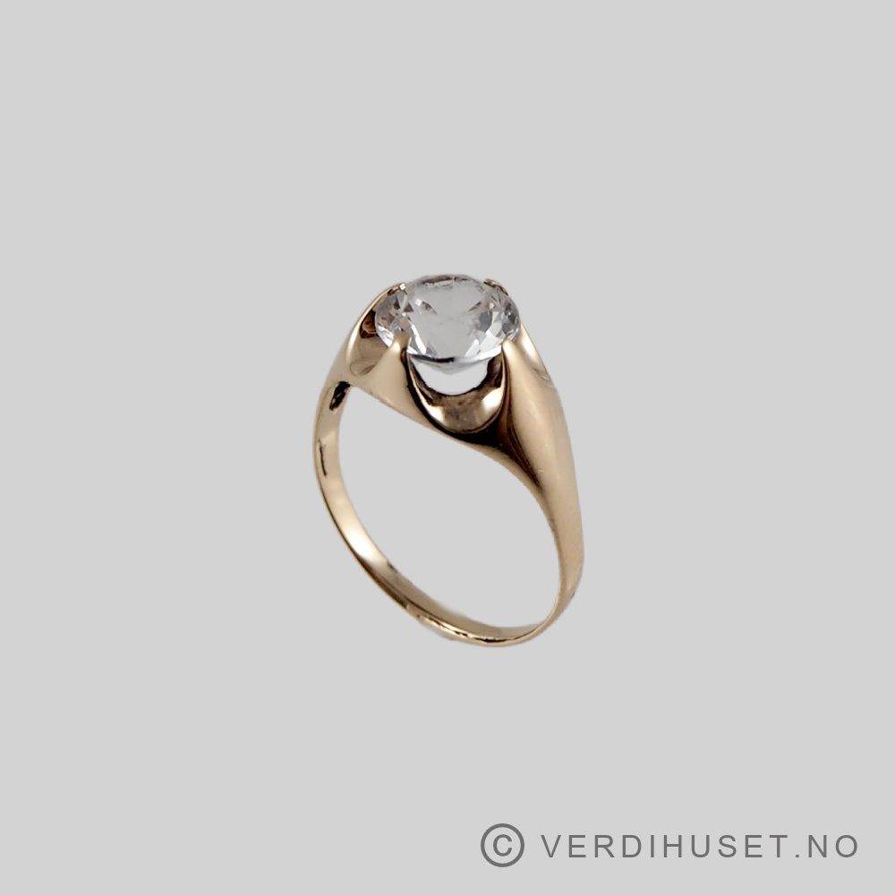 Ring i 14 K gull med blank sten