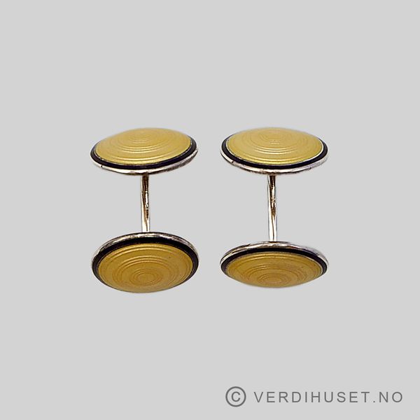 Hovedbilde Mansjettknapper i sølv med gul og sort emalje - ...