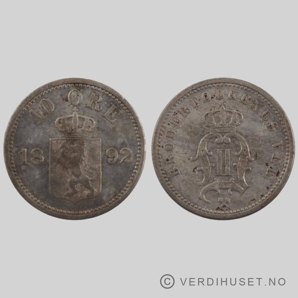 10 Øre 1892 Kv  1+