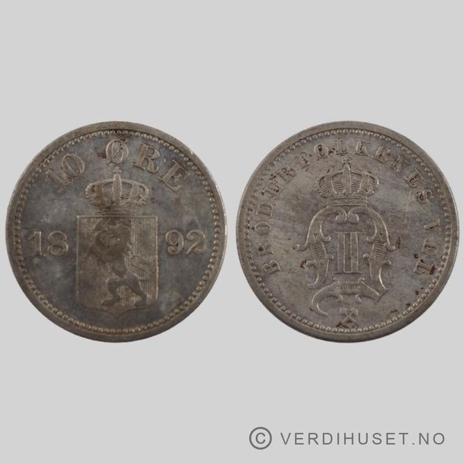 Hovedbilde 10 Øre 1892 Kv  1+