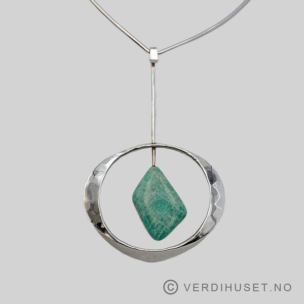 Hovedbilde Anheng i sølv med amazonitt på klave - Tone ...