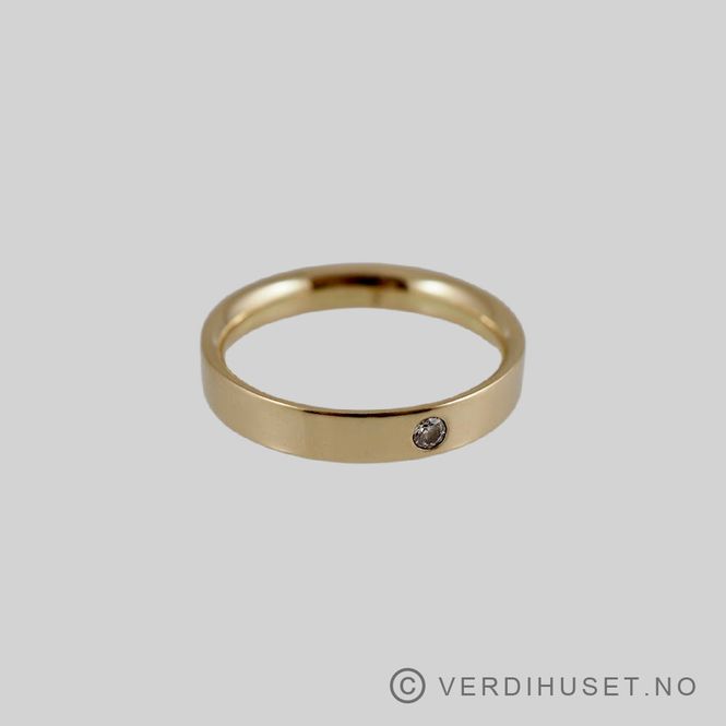 Hovedbilde Allianse-ring i 14 K gull med diamant