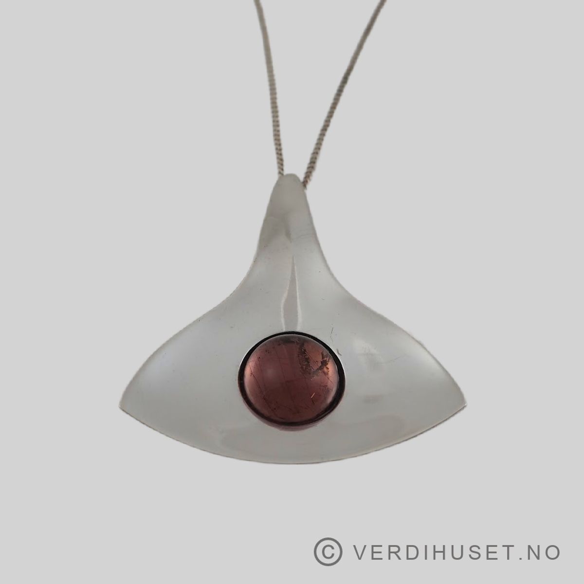 Anheng i sølv med rosa/lilla sten - Aksel Holmsen