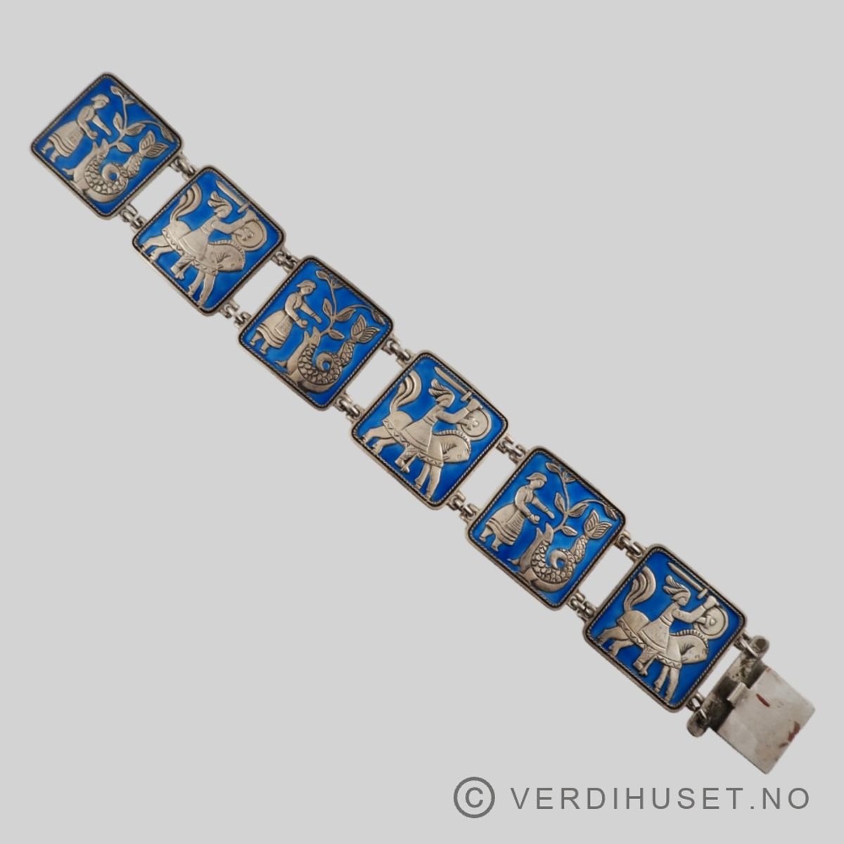 Armbånd i sølv med blå emalje