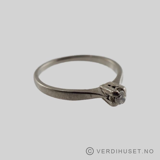 Hovedbilde Enstens-ring i 18 K hvitt gull med blank sten