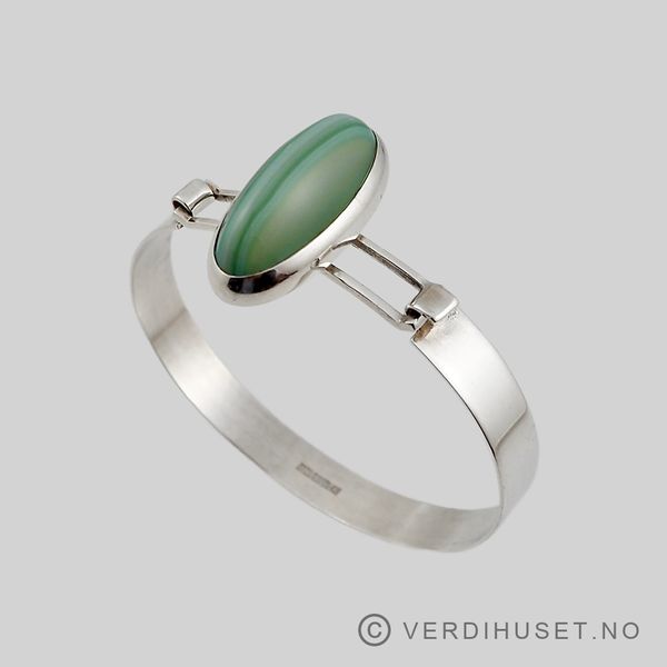 Hovedbilde Armring i sølv med grønn sten