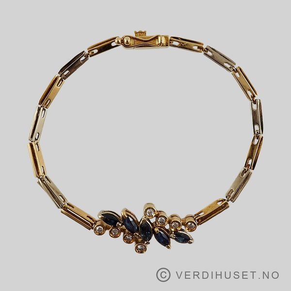 Hovedbilde Armbånd i 18 K gull med blå og blanke stener
