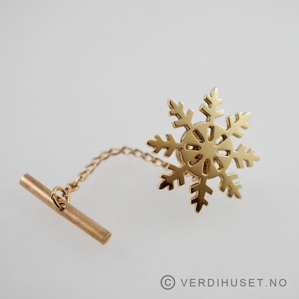 Tie-Tack/Slipsnål 14 K gull - Snøkrystall