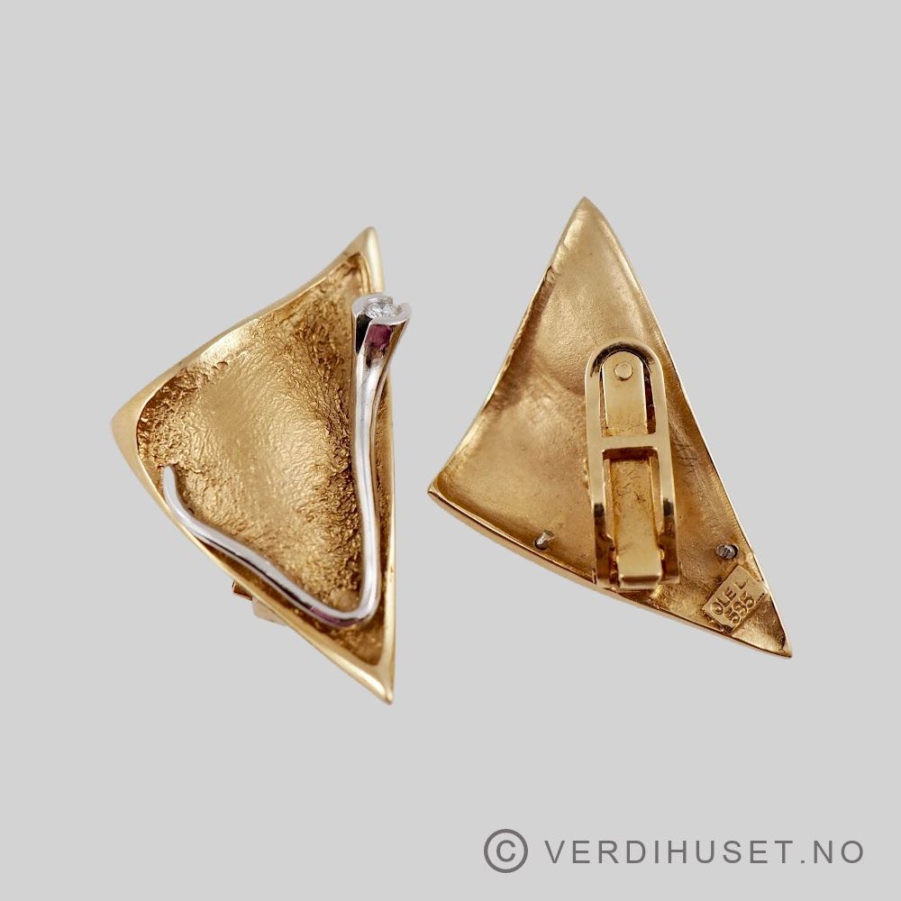 Øreklips i 14 K gull med diamant - Ole Lynggaard