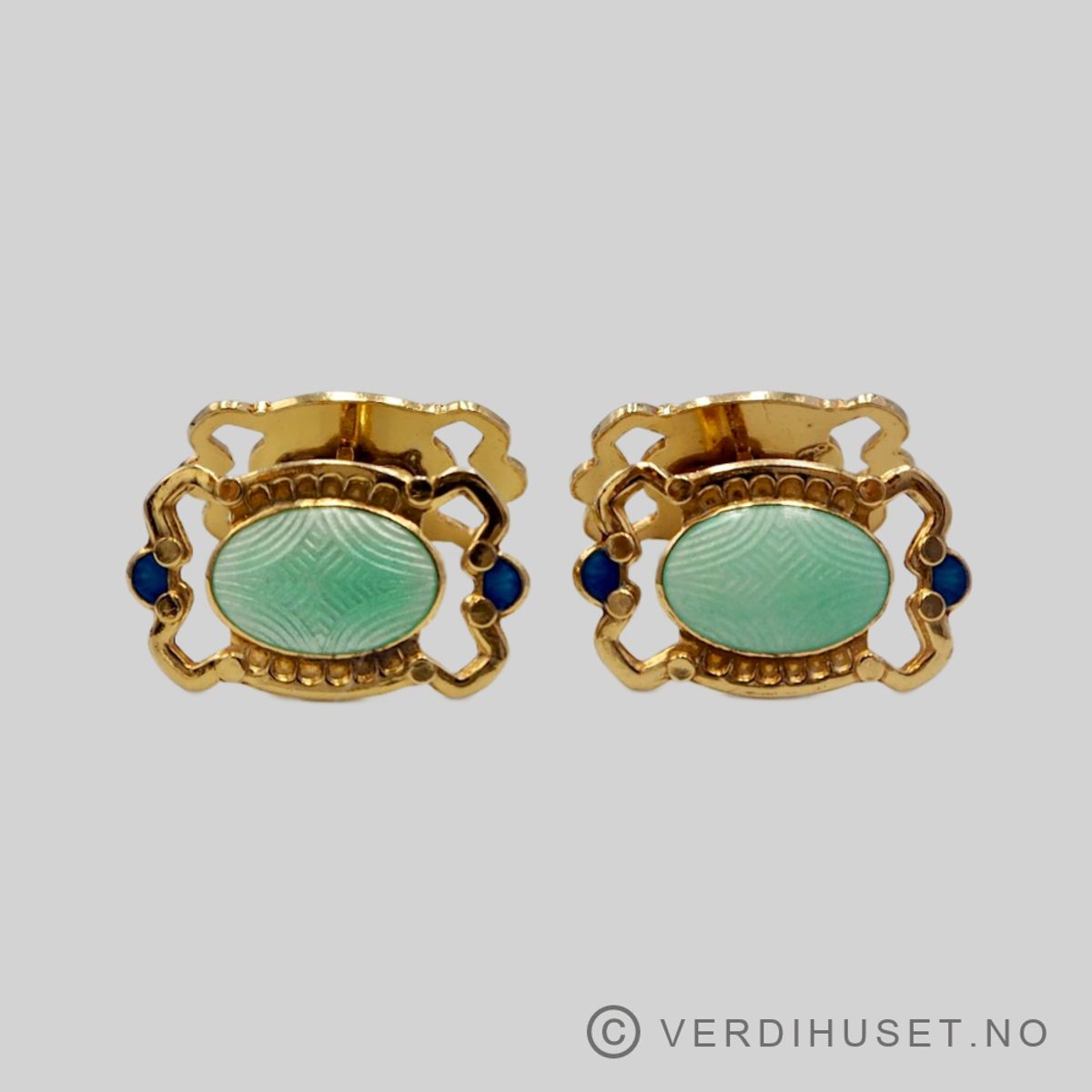 Mansjettknapper i forgylt sølv med emalje