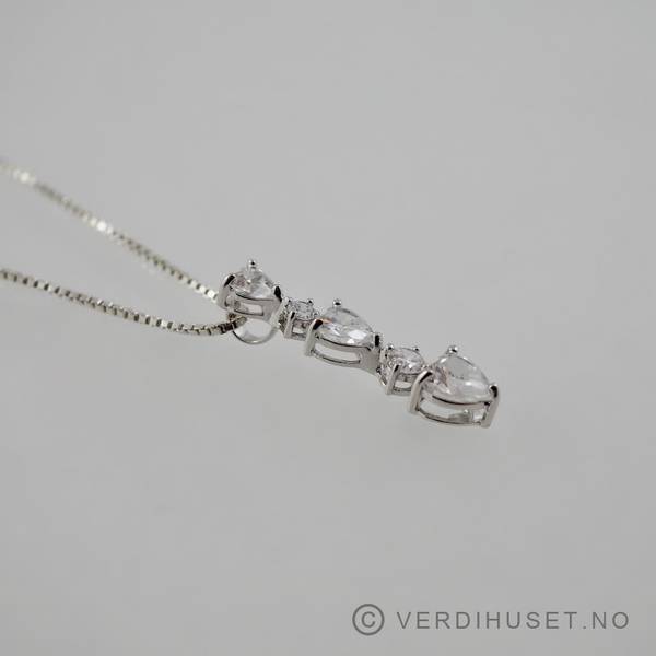 Hovedbilde Anheng i sølv med blanke stener