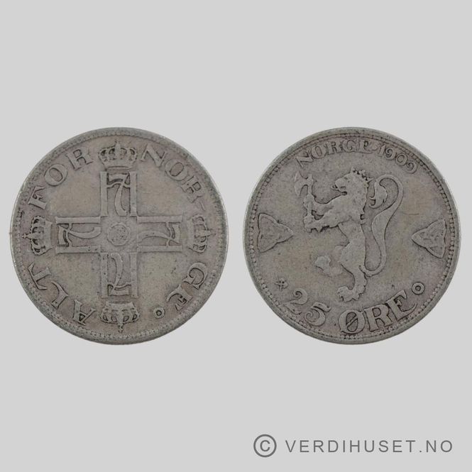 Hovedbilde 25 Øre 1909 Kv 1