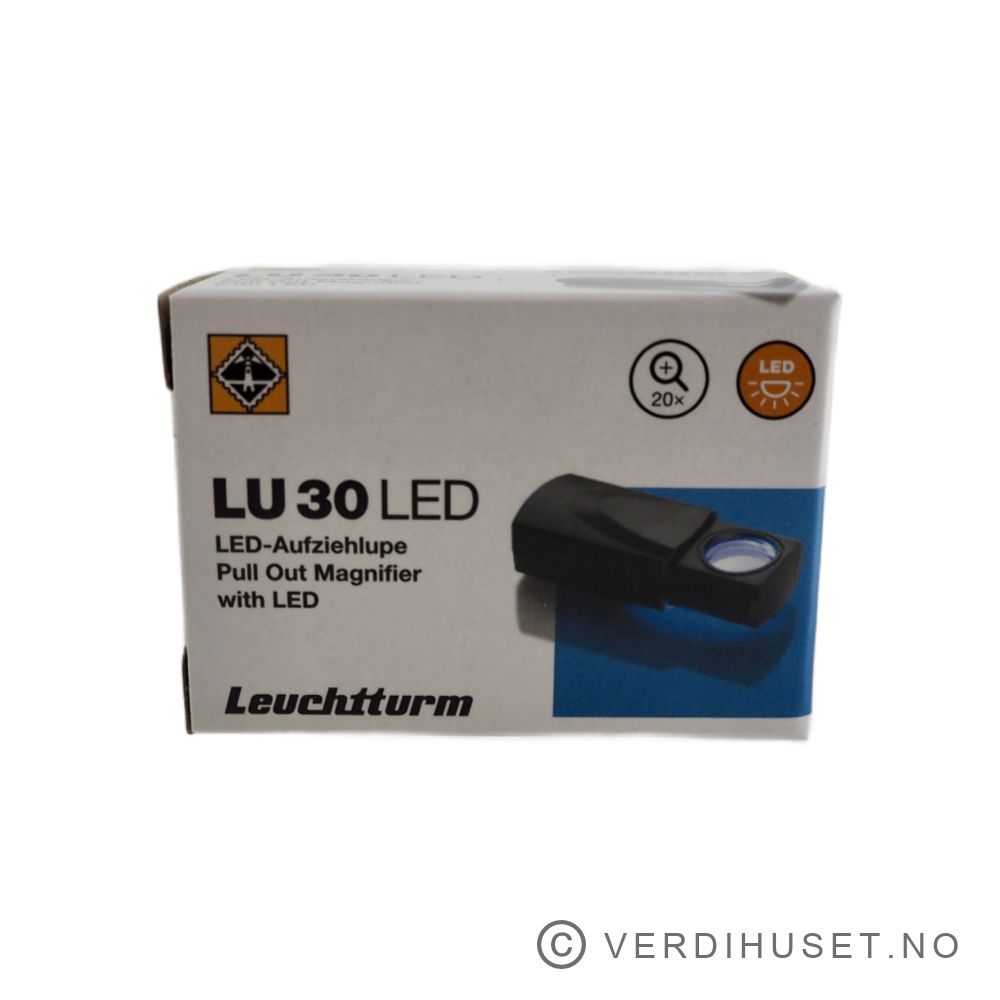 Uttrekks-lupe, 20 x med LED-lys