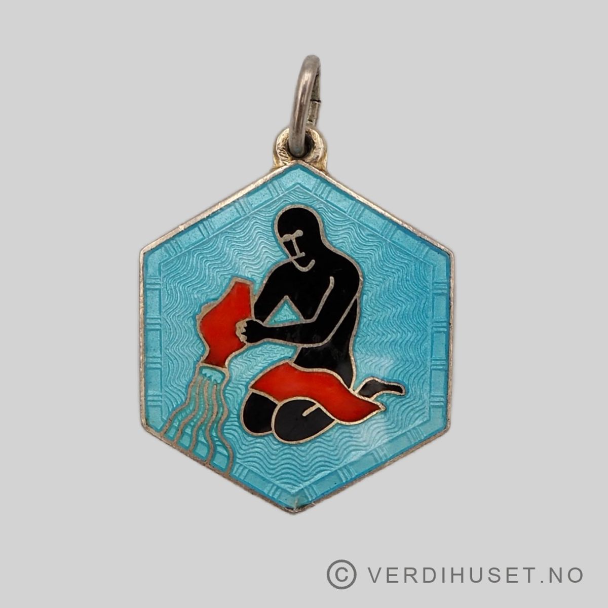 Anheng i forgylt sølv med emalje, Stjernetegn Vannmannen - D-A