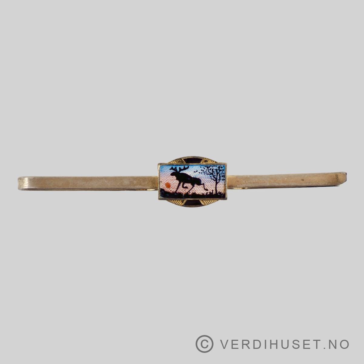 Slipsklype/Slipsnål i forgylt sølv med emalje