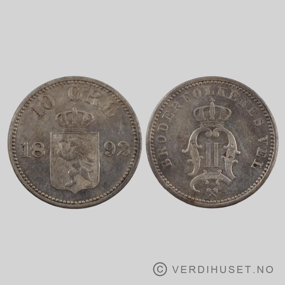 10 Øre 1892 Kv 01