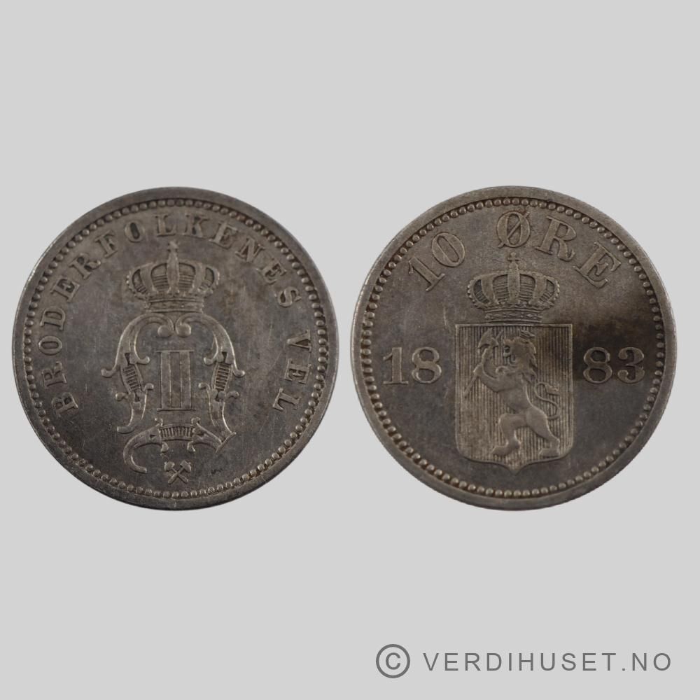 10 øre 1883 Kv 1+