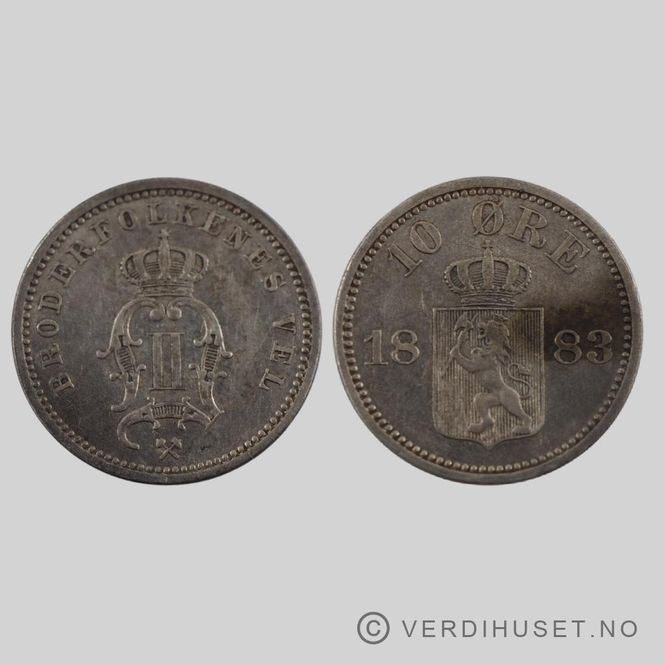 Hovedbilde 10 øre 1883 Kv 1+