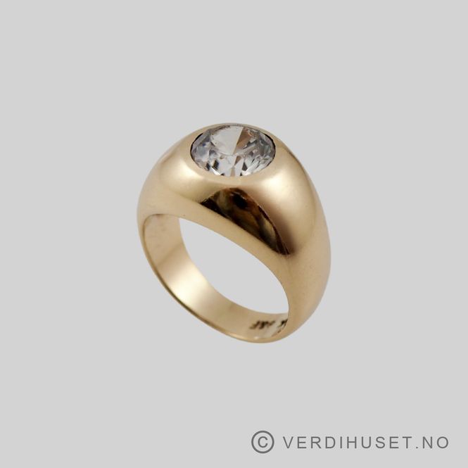 Hovedbilde Massiv ring i 14 K gull med blank sten