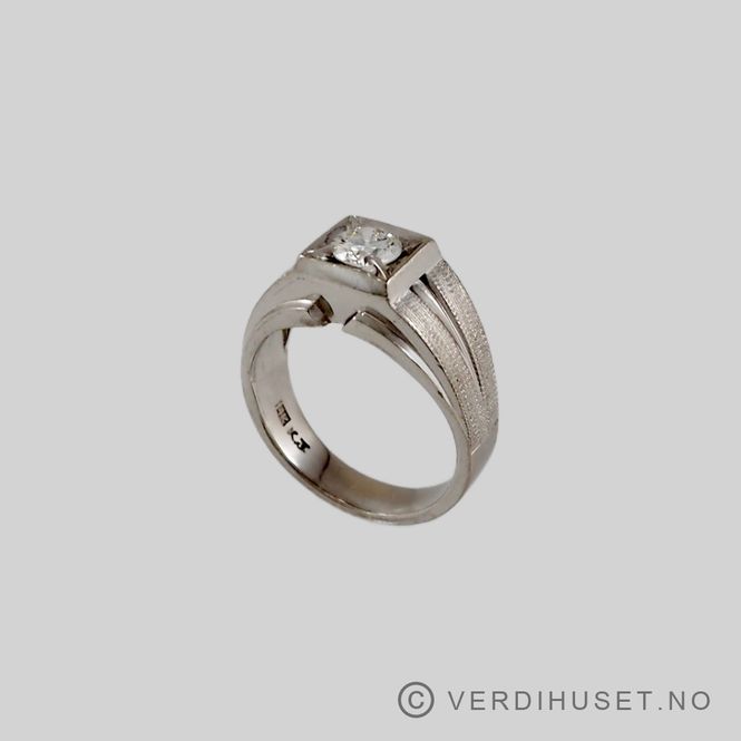Hovedbilde Ring i 14 K hvitt gull med blank sten
