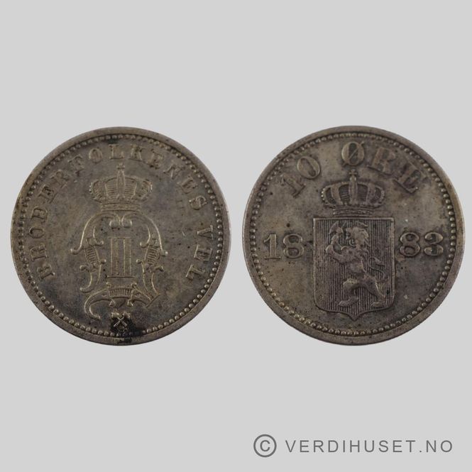 Hovedbilde 10 øre 1883 Kv 1+