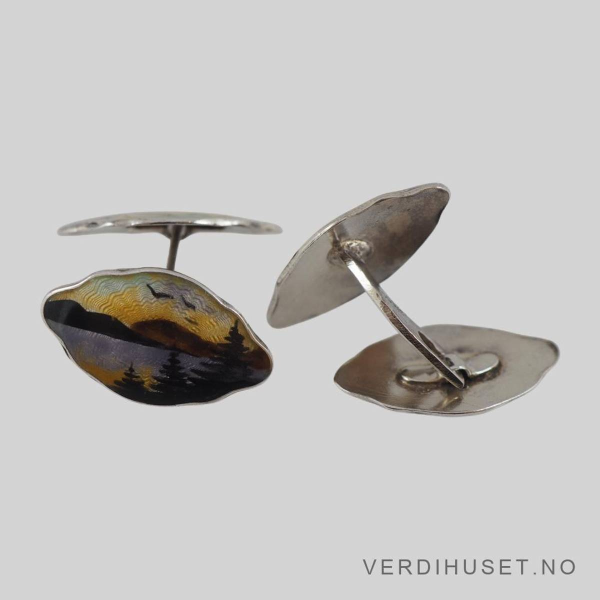 Mansjettknapper i sølv med emalje - G.G.