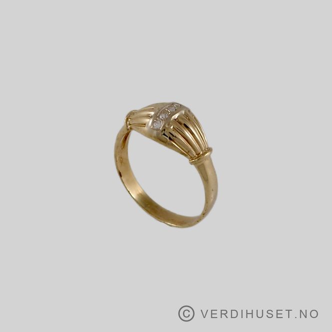 Hovedbilde Ring i 14 K gull med blanke stener