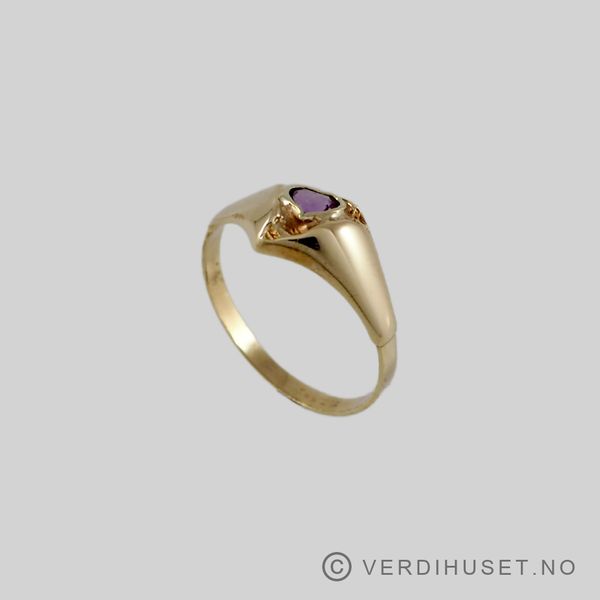 Hovedbilde Ring i 14 K gull med lilla sten