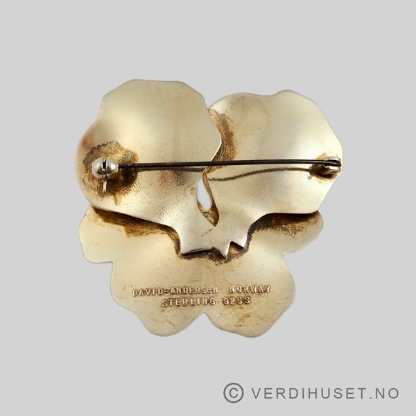 Hovedbilde Brosje/Stemorsblomst i forgylt sølv med  gul ...
