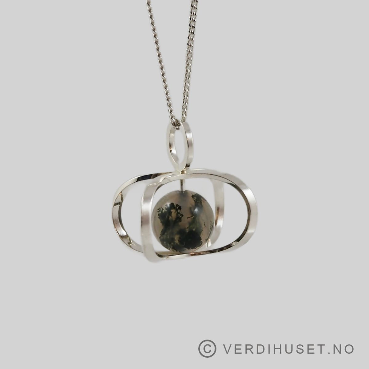 Anheng i sølv med kule/sten - Kupittaan Kulta