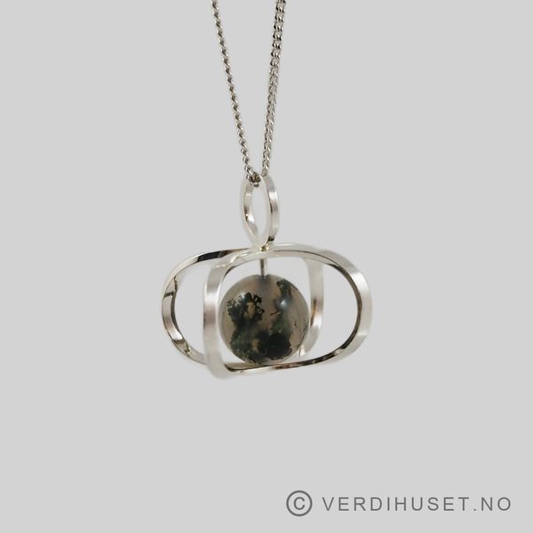 Hovedbilde Anheng i sølv med kule/sten - Kupittaan Kulta